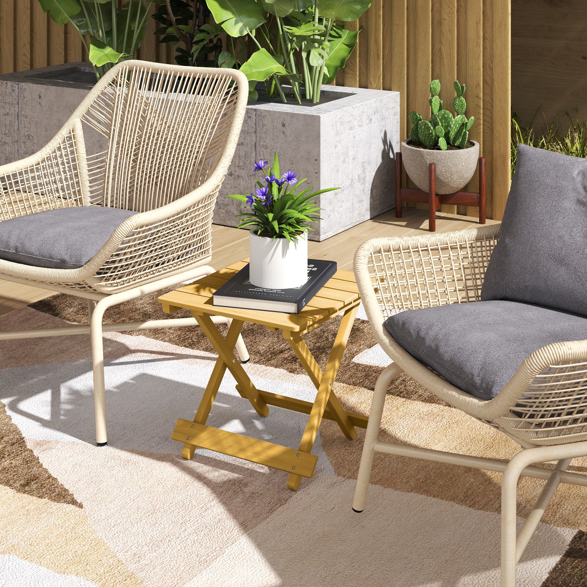 Wooden Folding Garden Table, Folding Side Table