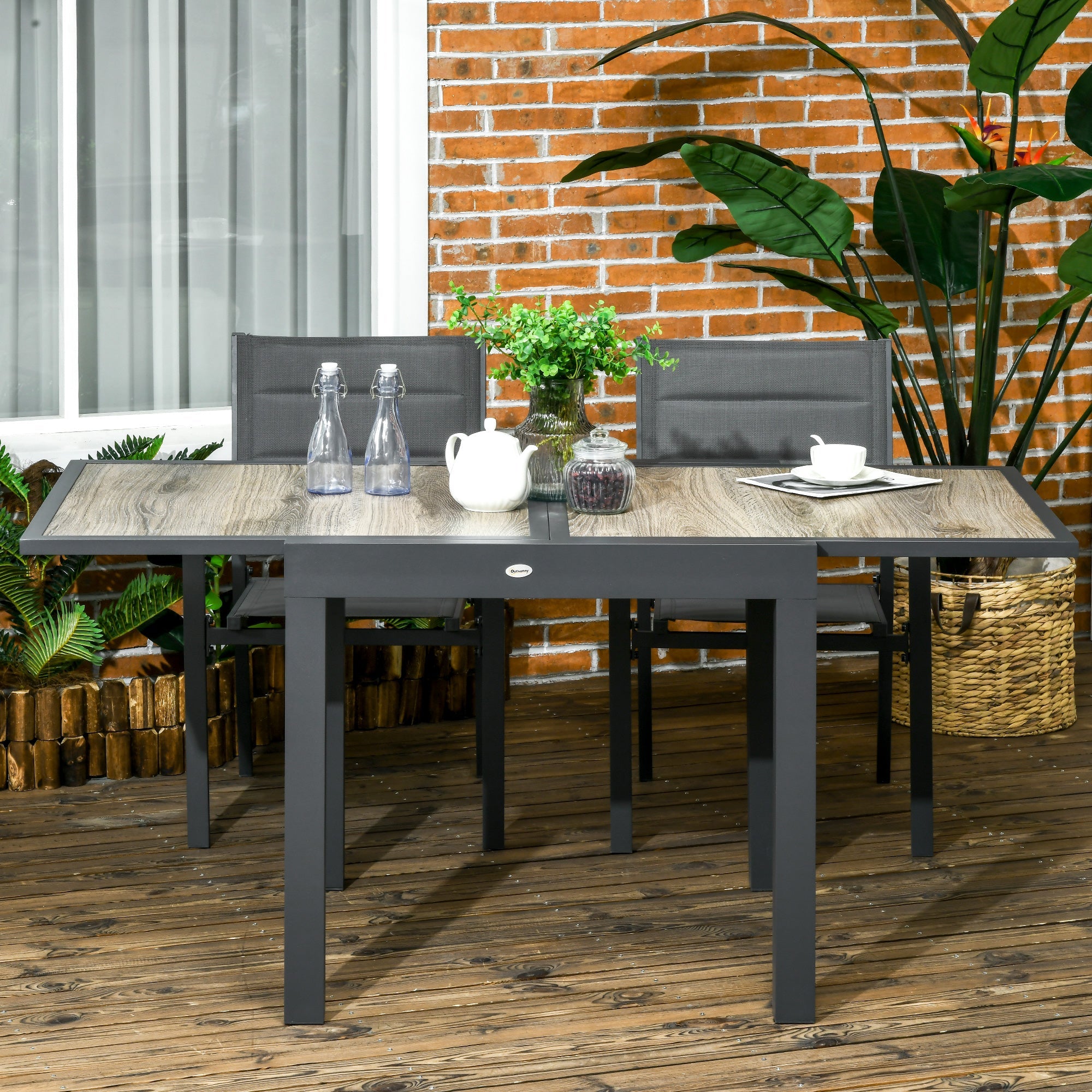 Extendable Garden Dining Table, Aluminum Frame