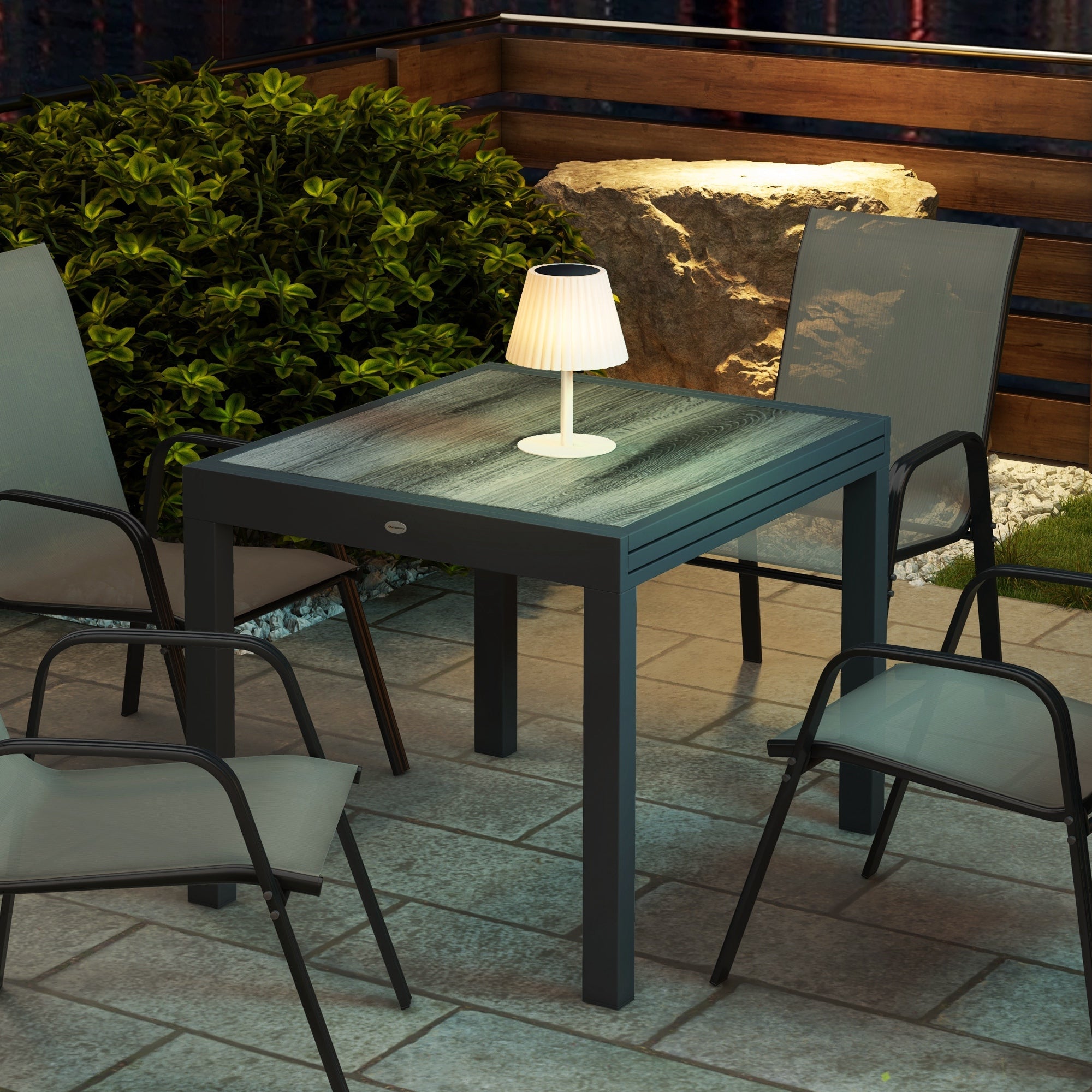 Extendable Garden Dining Table, Aluminum Frame