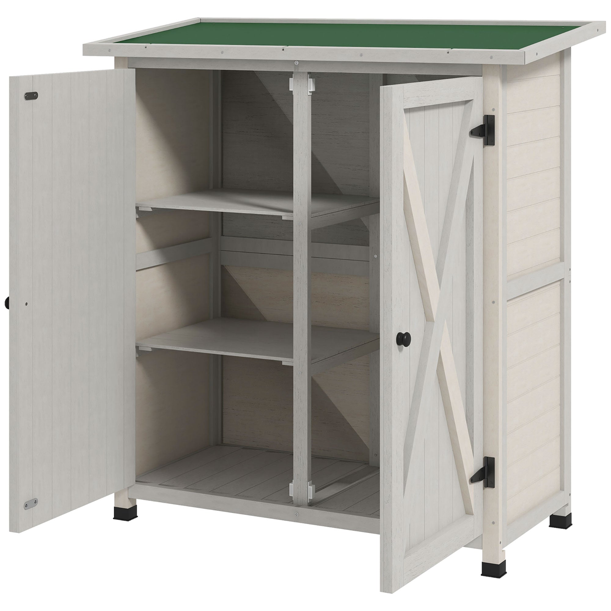 Wood Garden Storage Shed Tool Cabinet Organizer With Shelves