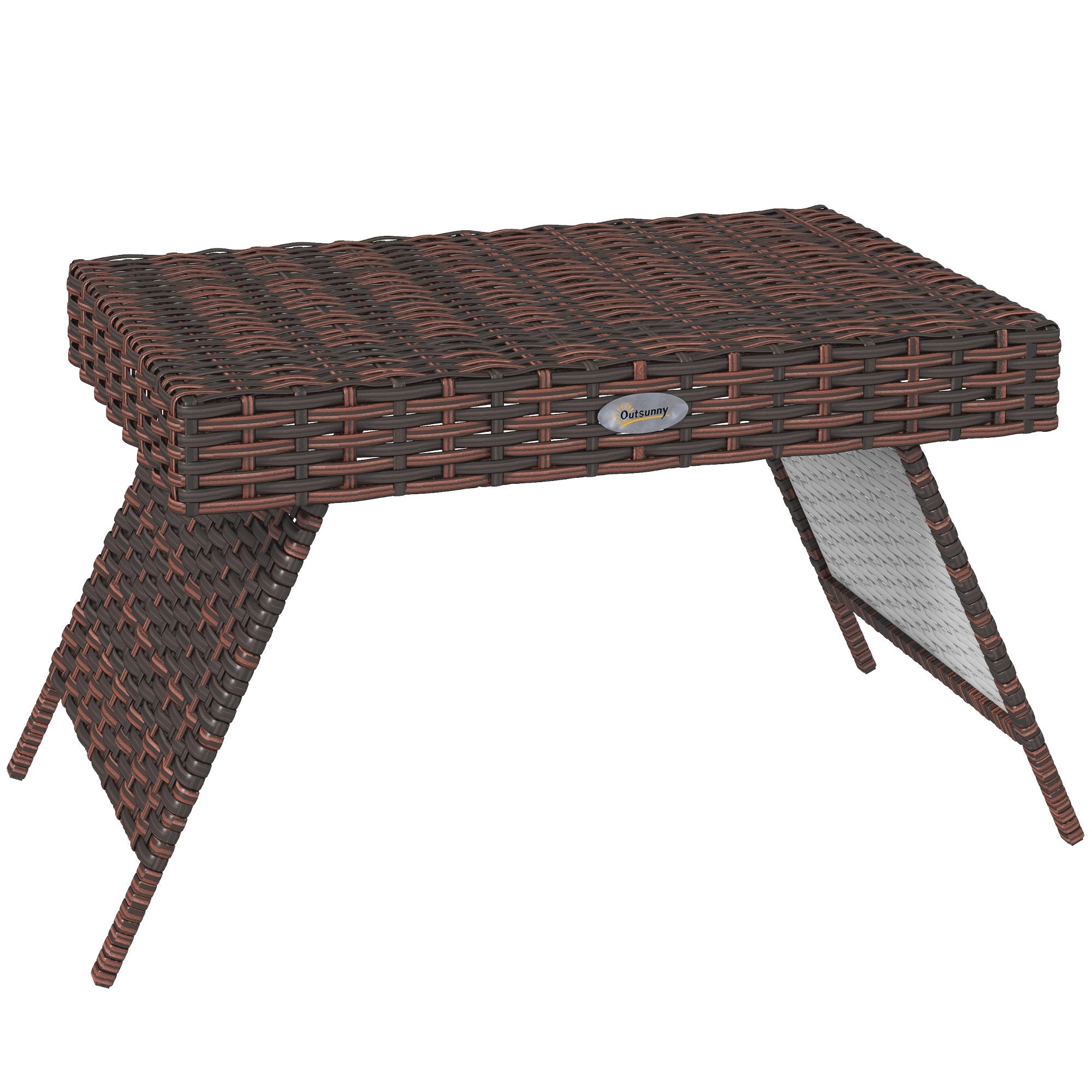 Foldable Outdoor Coffee Table, Steel Rattan Side Table