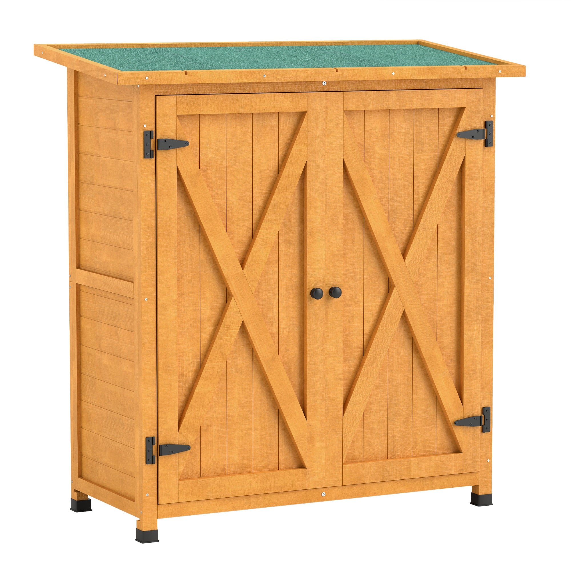 Garden Wooden Garden Storage Shed With Shelves Double Door
