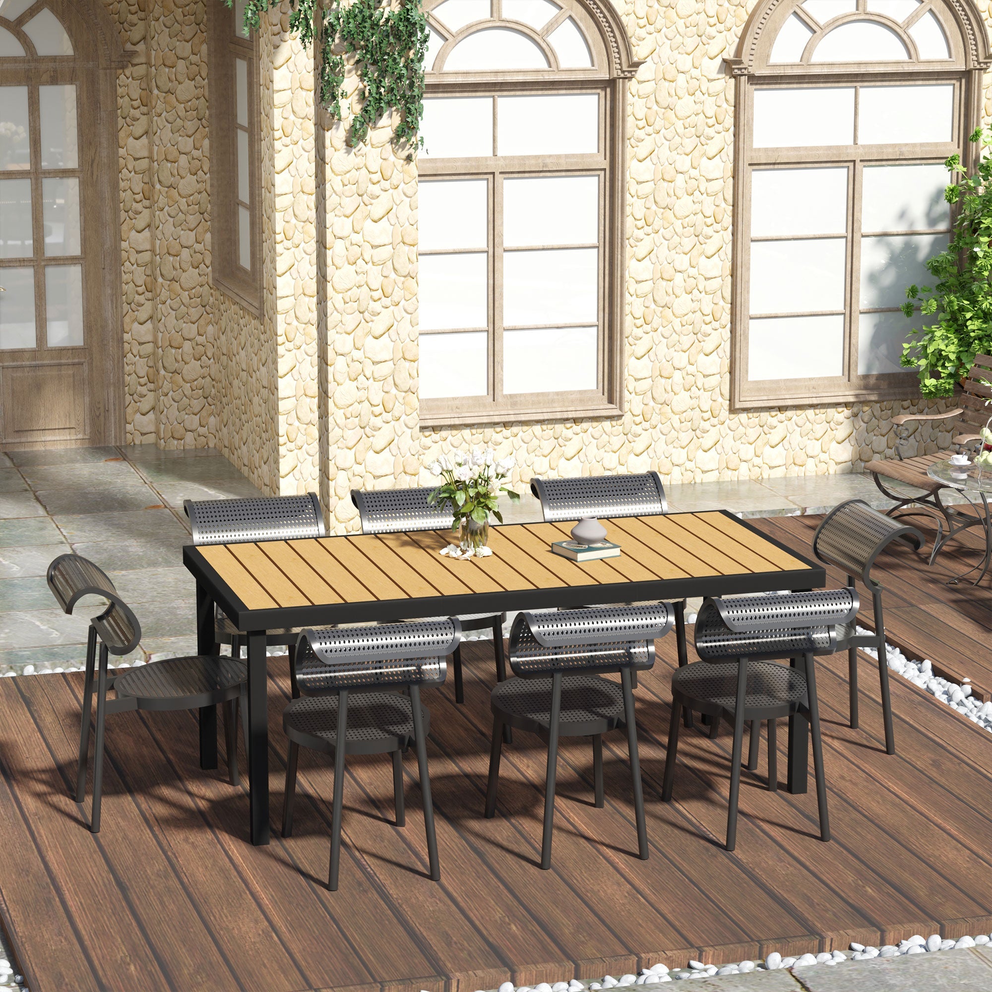 Garden Dining Table For 8, Aluminium Frame For Patio