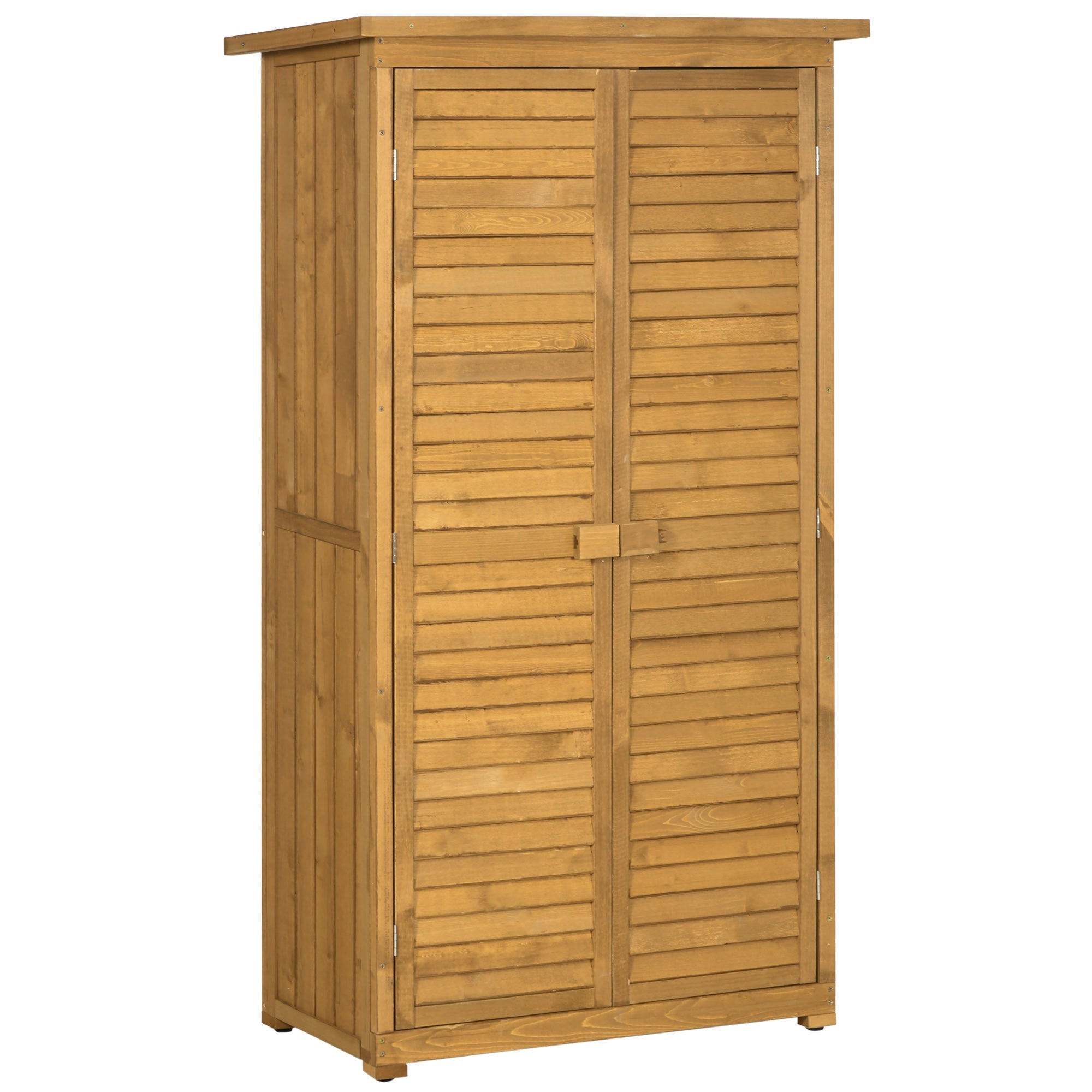 Wooden Garden Storage Shed, 3-tier Shelves Tool Cabinet
