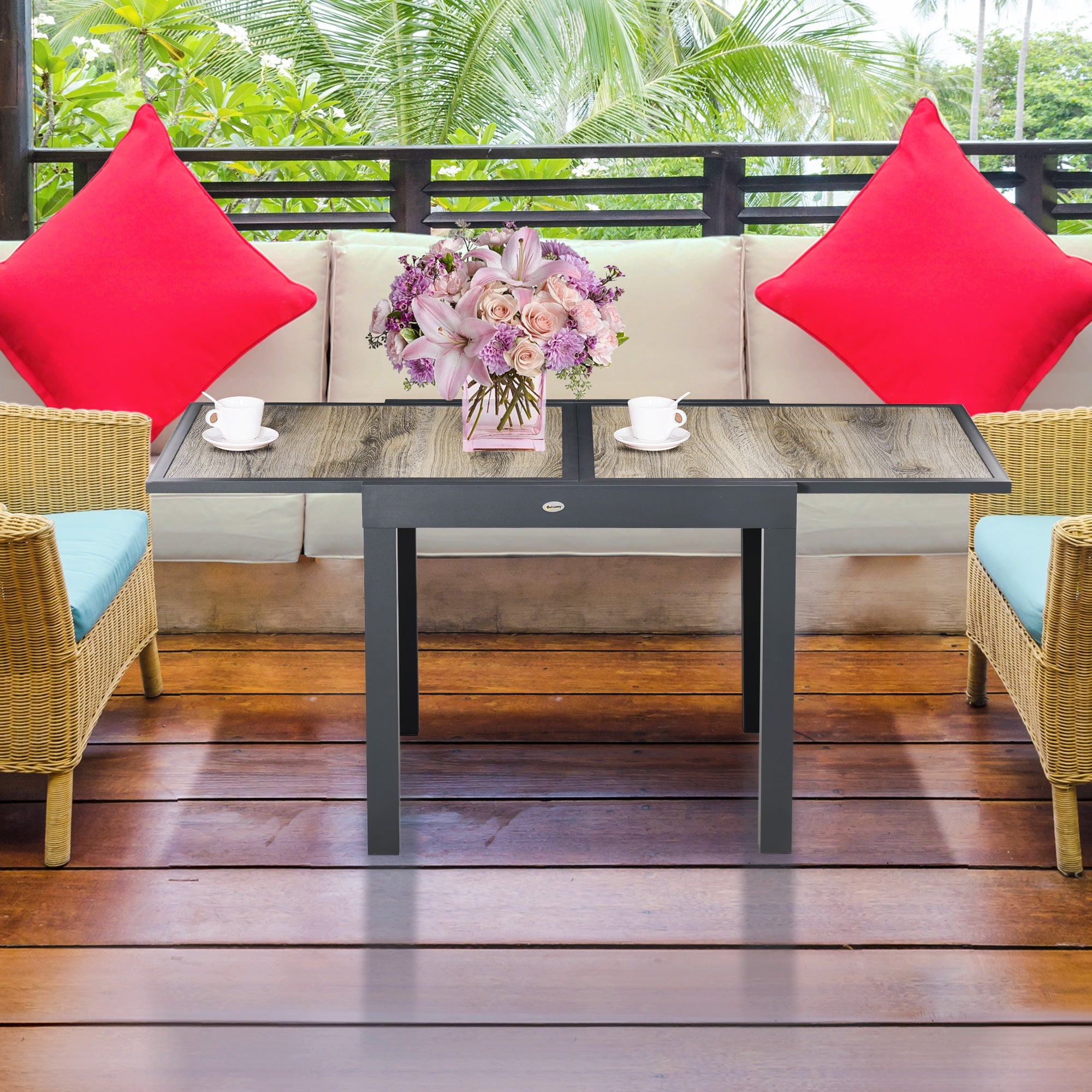 Extendable Garden Dining Table, Aluminum Frame