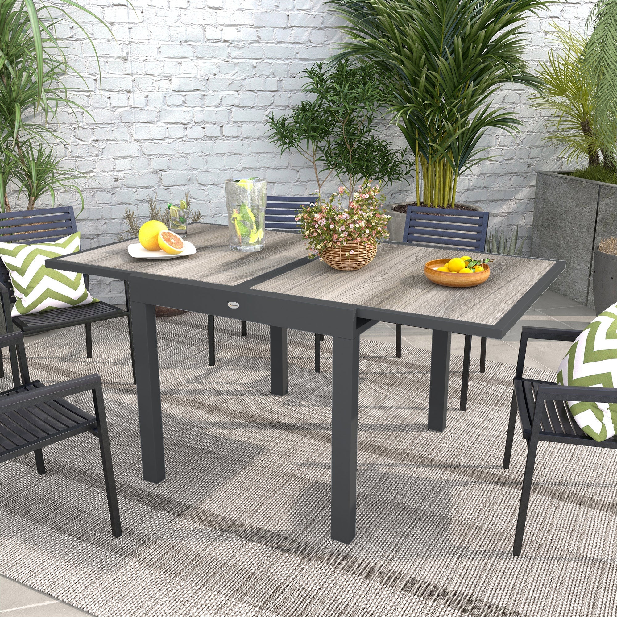 Extendable Garden Dining Table, Aluminum Frame