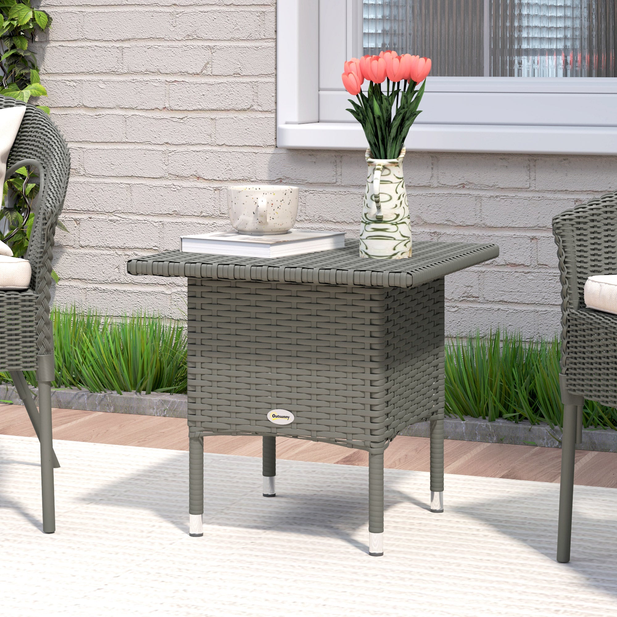 Pe Rattan Outdoor Coffee Table, Easy Match Rattan Side Table