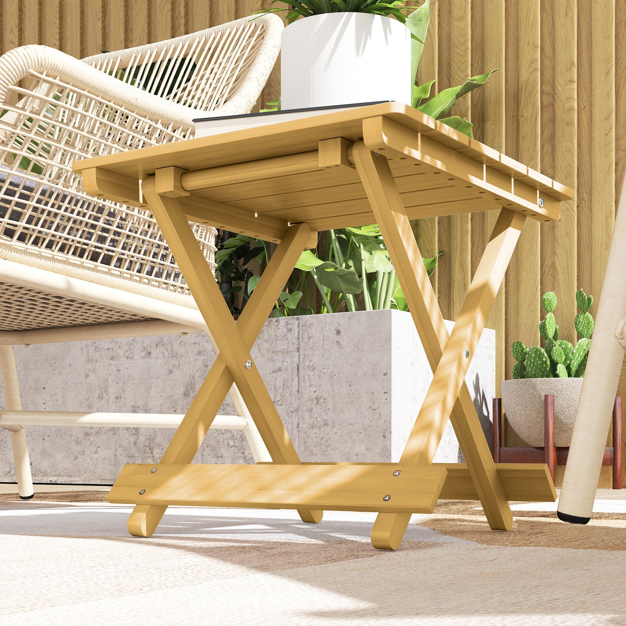 Wooden Folding Garden Table, Folding Side Table