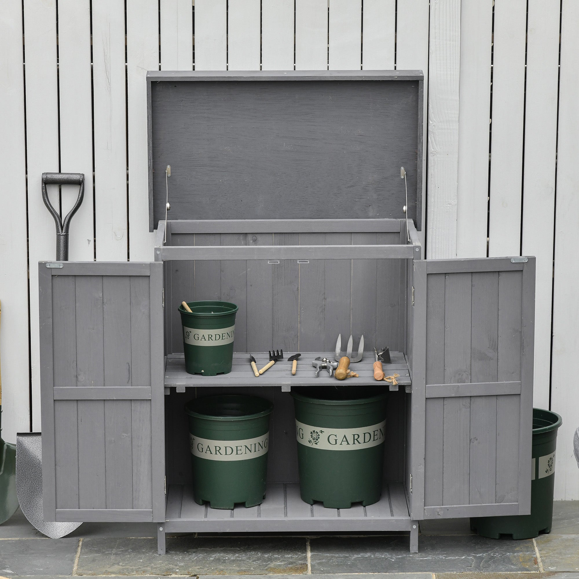 Wooden Garden Shed Double Door Tool Storage House